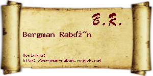 Bergman Rabán névjegykártya